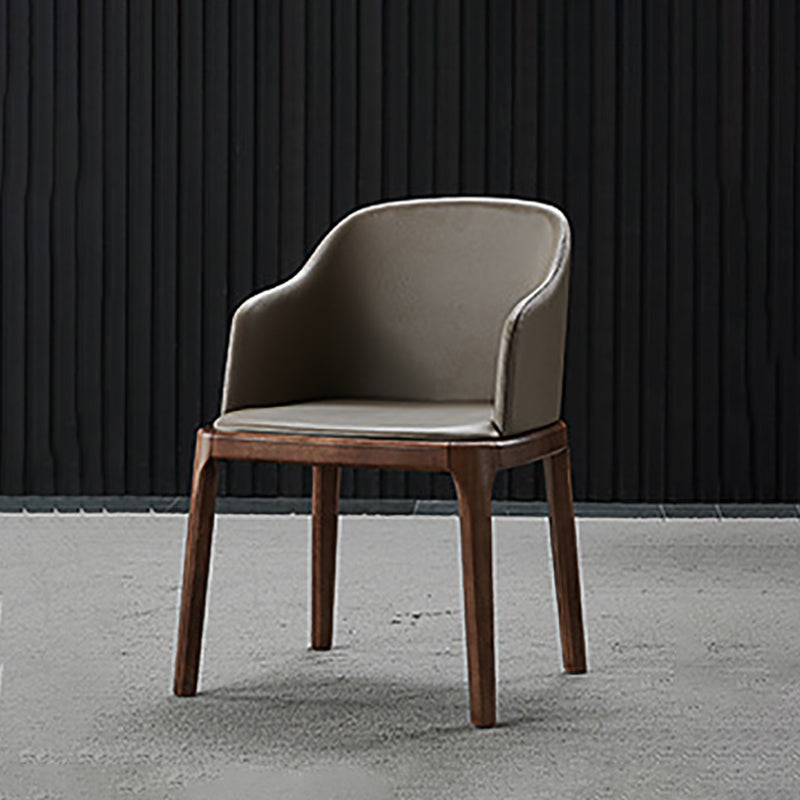 Industrial Solid Wood Dining Chair Faux Leather Side Chair with Upholstered