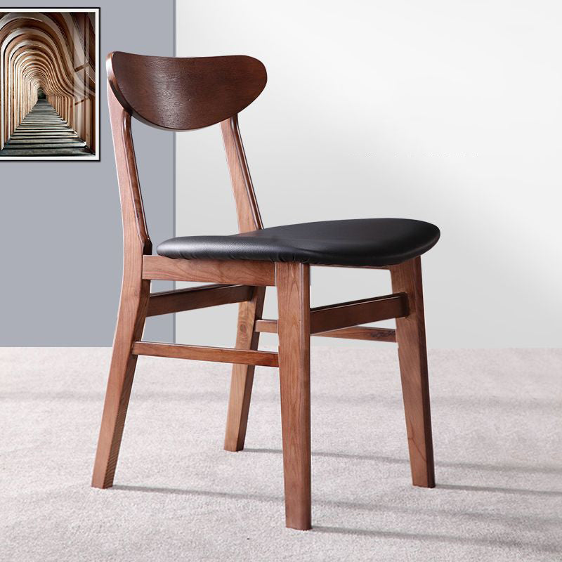 Modern Solid Wood Dining Chair Indoor-Outdoor Open Back Side Chair