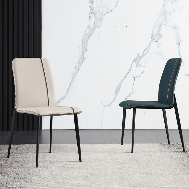 Dining Room Home Upholstered Chair Leather Parsons Armless Chair