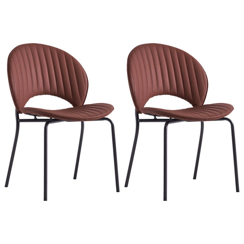 Contemporary Indoor Side Chair Open Back in Brown Dining Chair