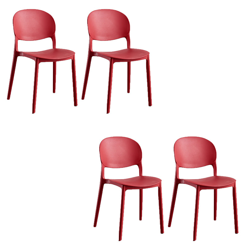 Home Kitchen Dining Armless Chair Open Back Side Plastic Chair