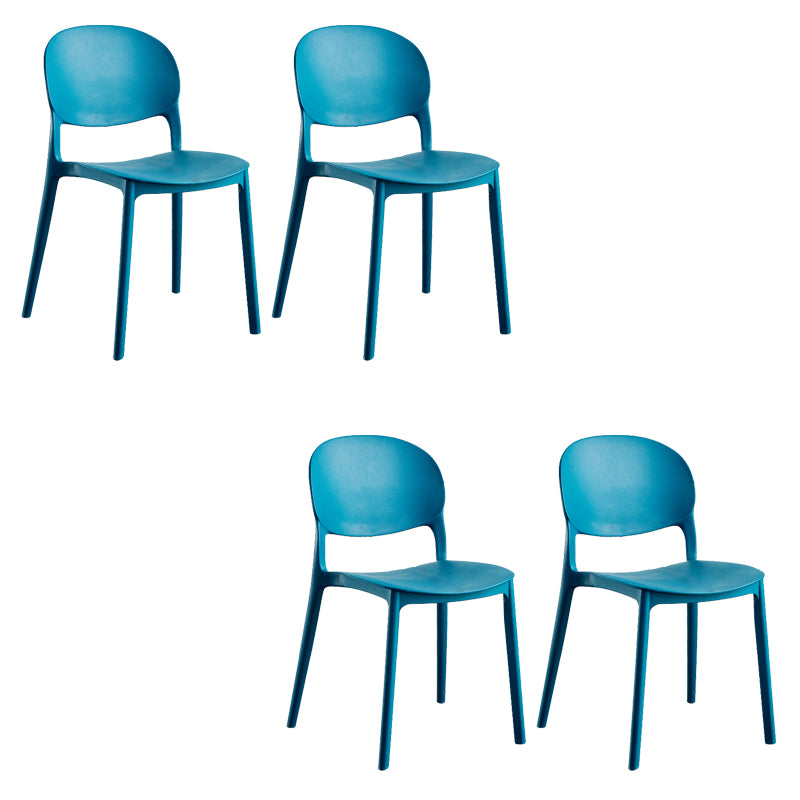 Home Kitchen Dining Armless Chair Open Back Side Plastic Chair