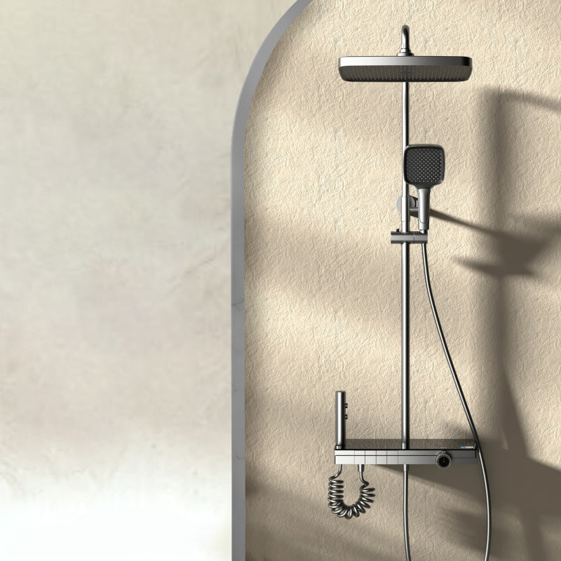 Modern Style Shower System Spot Resist Copper Wall Mounted Rectangle Shower System