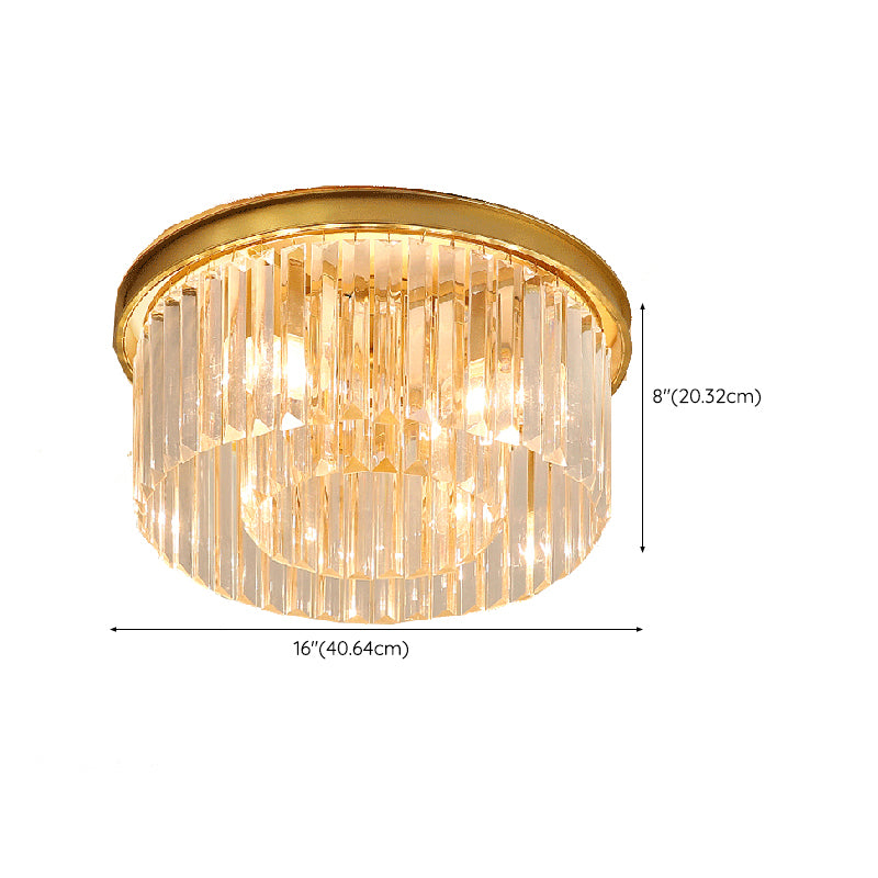 Modern Flush Mount Lamp Round Ceiling Lighting with Crystal for Living Room