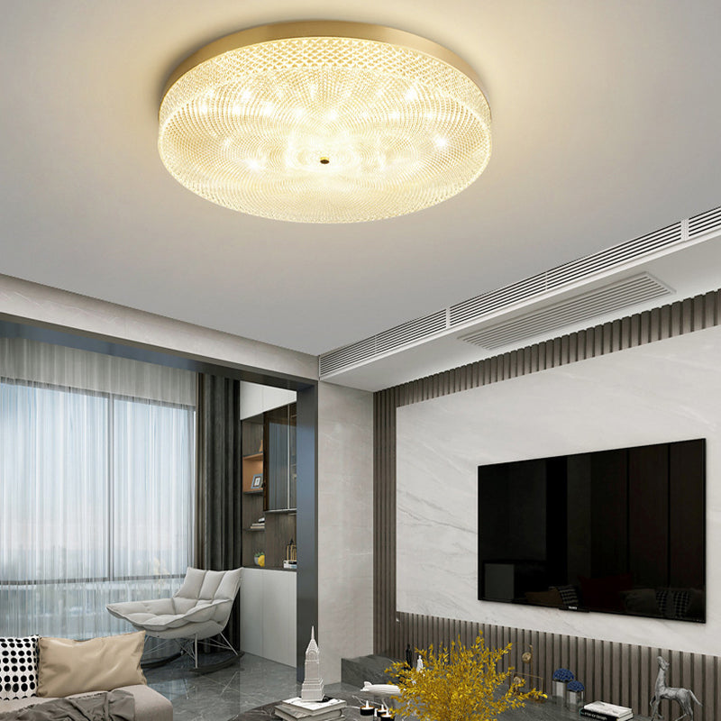 Modern Flush Light Round Ceiling Lighting with Brass and Acrylic for Bedroom