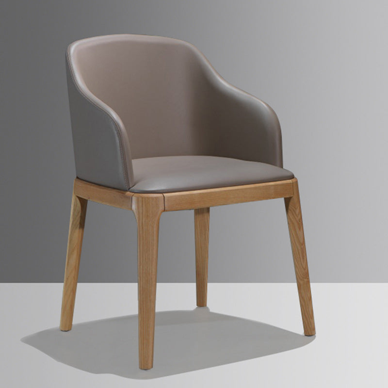 Contemporary Kitchen Wood Dining Chair PU Leather Side Chair