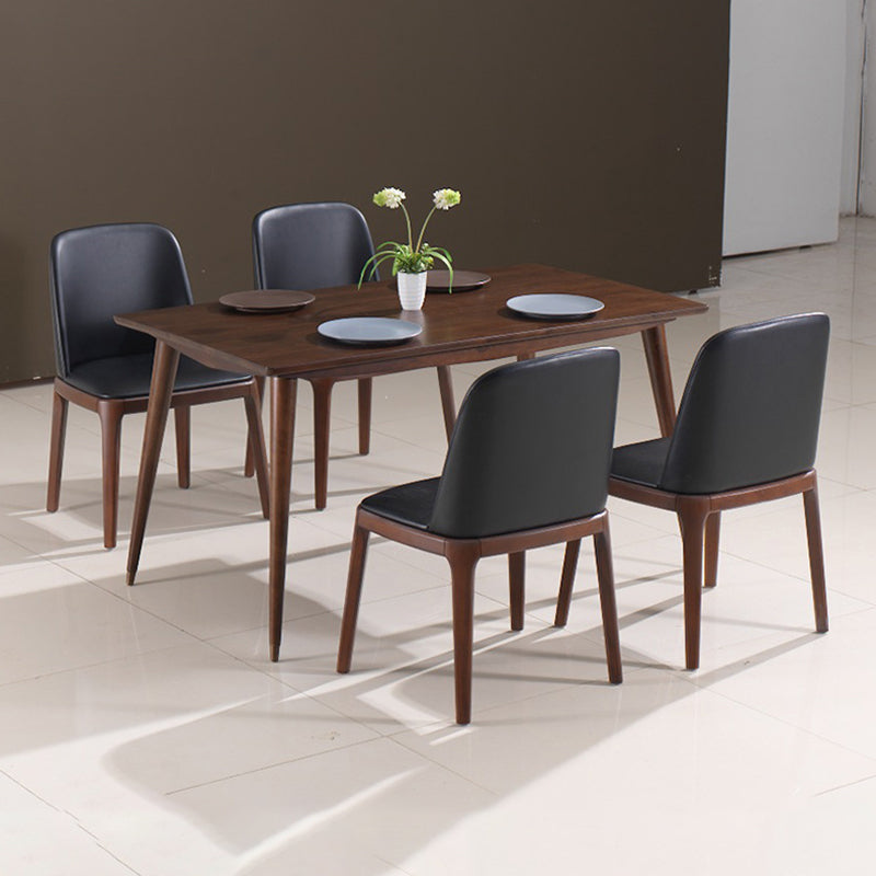 Contemporary Kitchen Wood Dining Chair PU Leather Side Chair