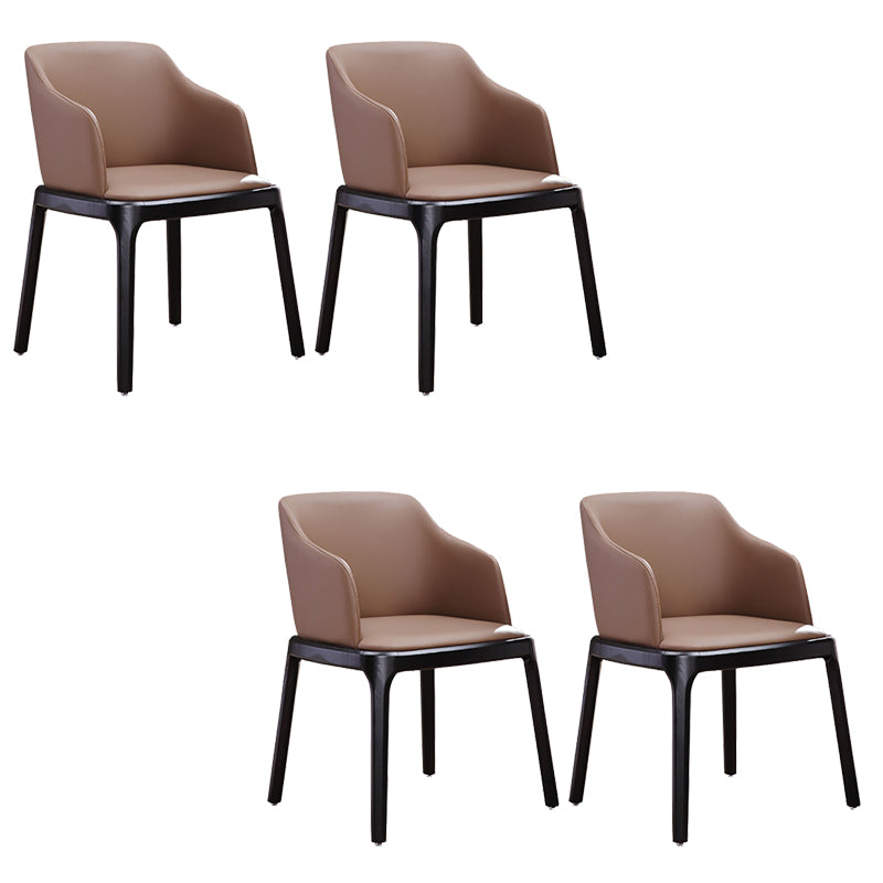 Contemporary Kitchen Wood Dining Chair PU Leather Side Chair