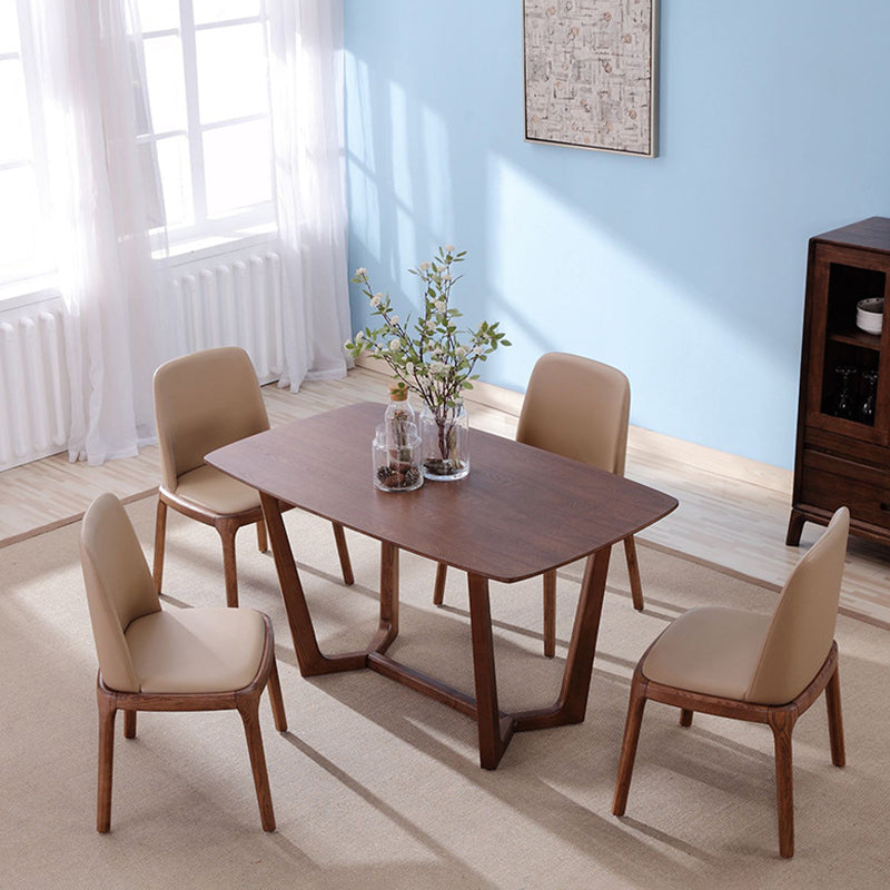 Contemporary Kitchen Wood Dining Chair PU Leather Side Chair