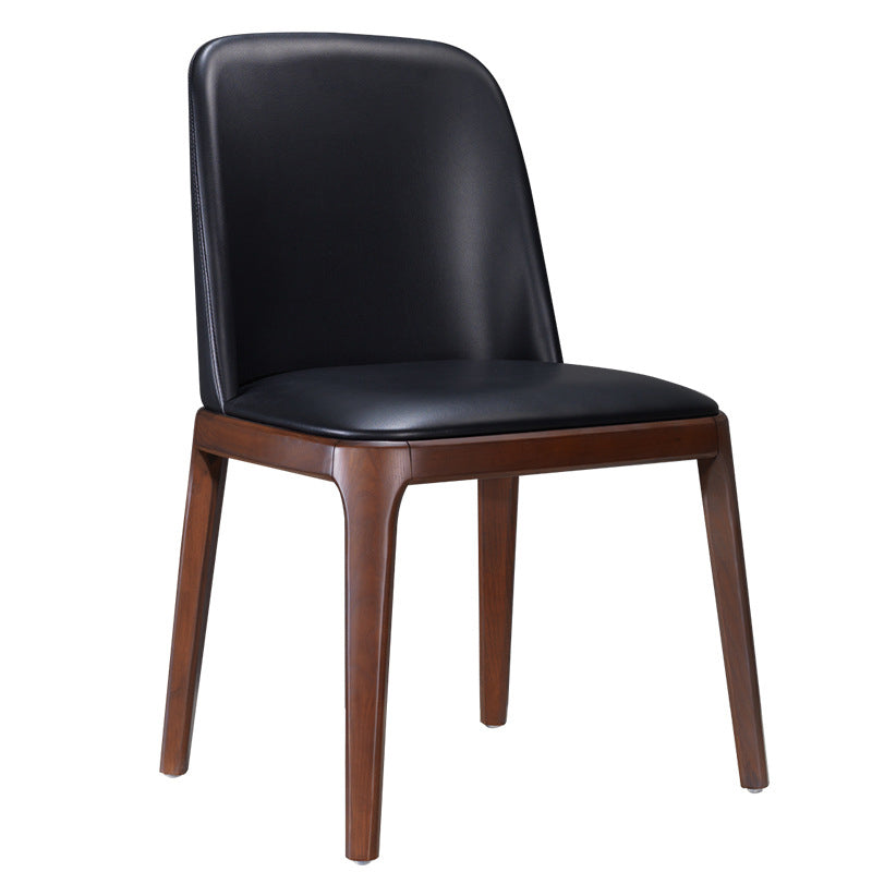 Contemporary Kitchen Wood Dining Chair PU Leather Side Chair