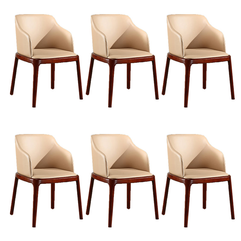 Contemporary Kitchen Wood Dining Chair PU Leather Side Chair