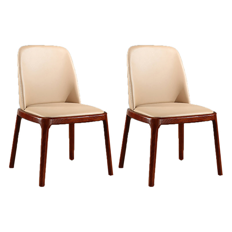 Contemporary Kitchen Wood Dining Chair PU Leather Side Chair