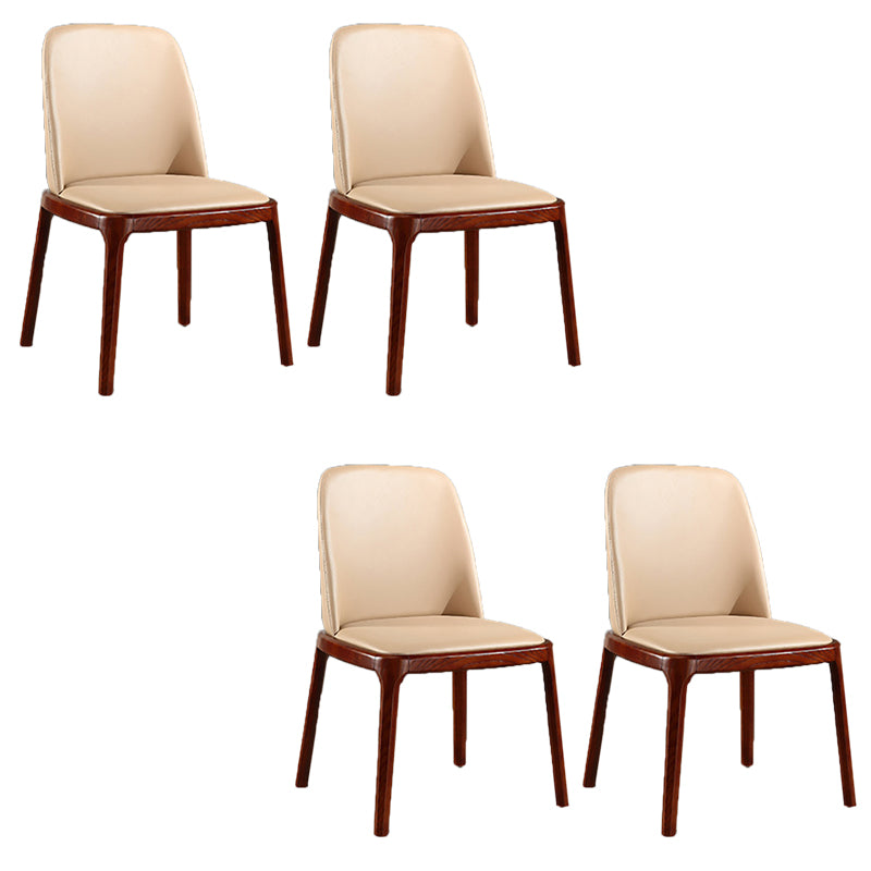 Contemporary Kitchen Wood Dining Chair PU Leather Side Chair