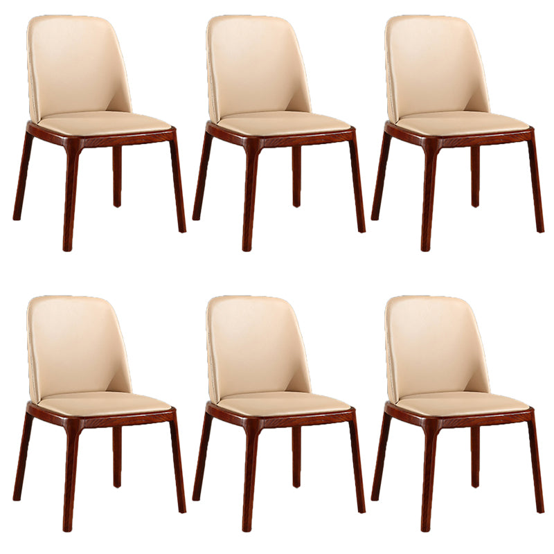 Contemporary Kitchen Wood Dining Chair PU Leather Side Chair