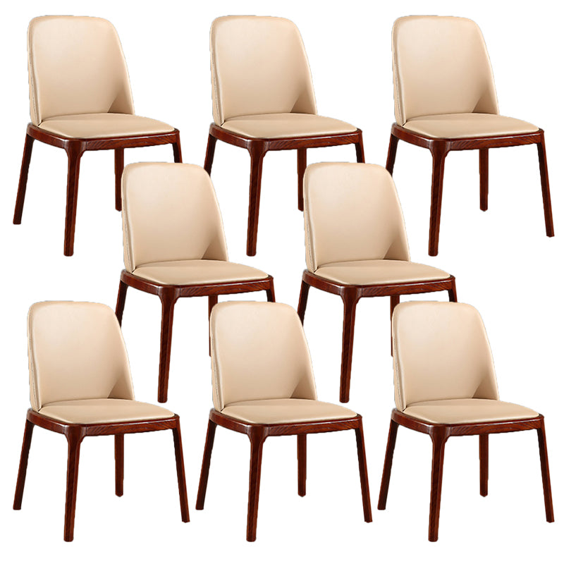 Contemporary Kitchen Wood Dining Chair PU Leather Side Chair