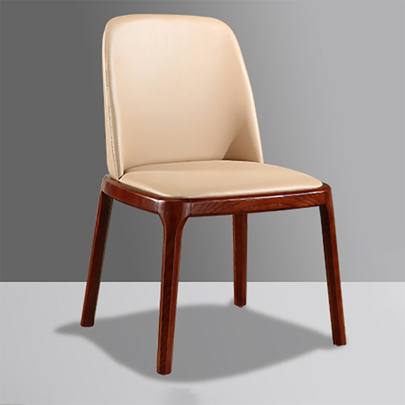 Contemporary Kitchen Wood Dining Chair PU Leather Side Chair