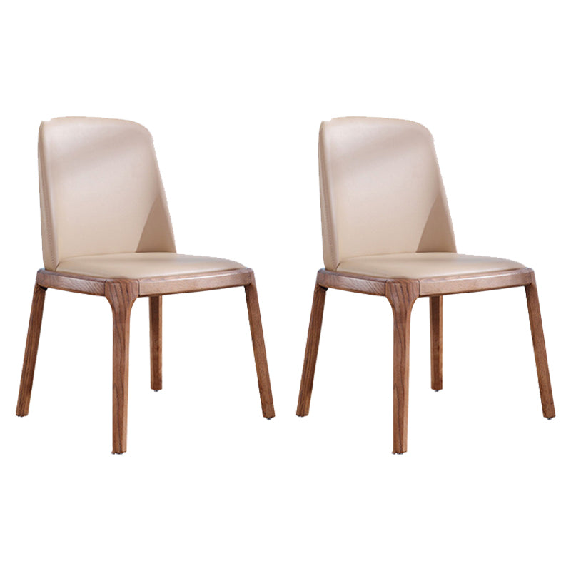 Contemporary Kitchen Wood Dining Chair PU Leather Side Chair
