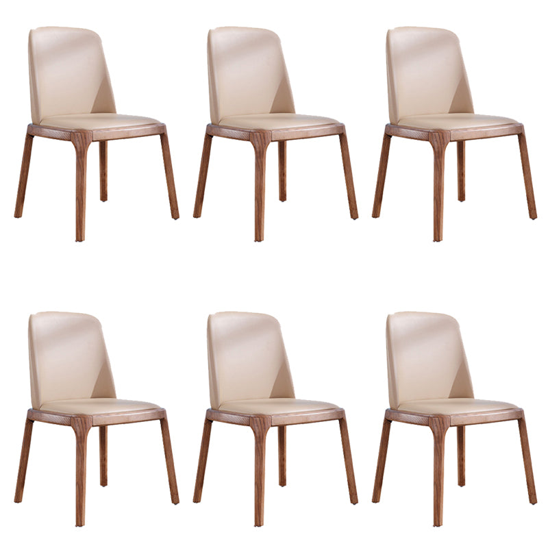 Contemporary Kitchen Wood Dining Chair PU Leather Side Chair