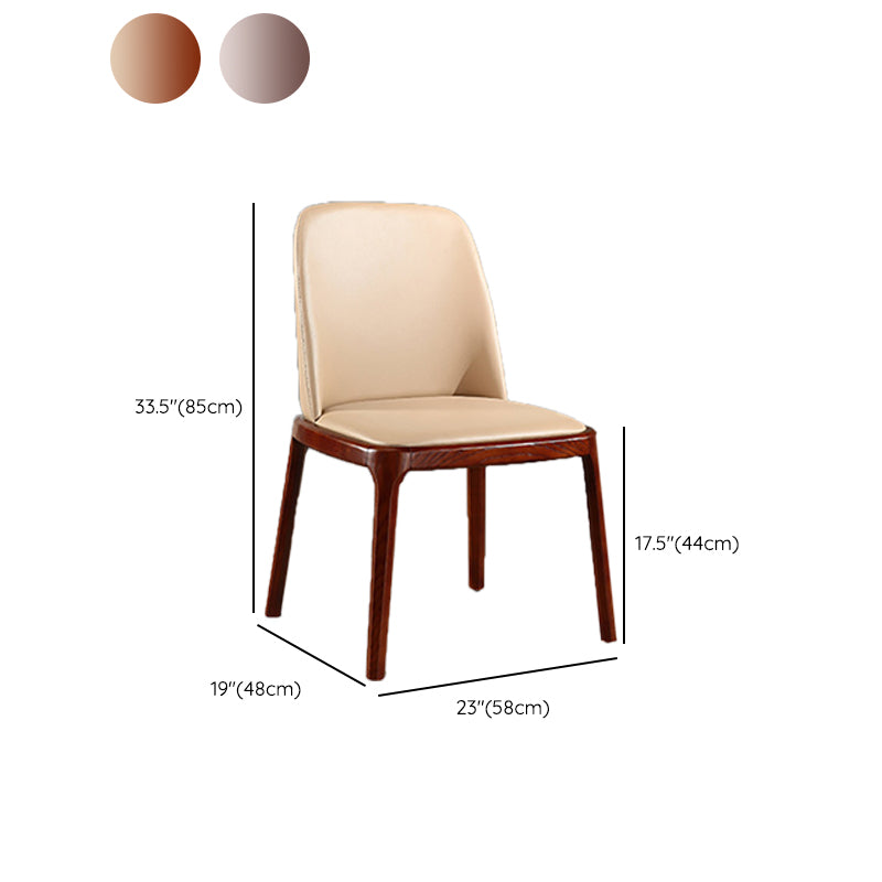 Contemporary Kitchen Wood Dining Chair PU Leather Side Chair
