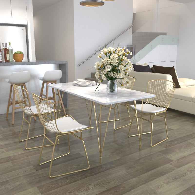 Modern 1/2/5/7 Pieces Dining Furniture Faux Marble Top Rectangle Dining Set for Home