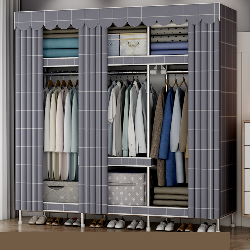 Contemporary Style Metal Wardrobe Cloth Rod Included Wardrobe Closet with Legs