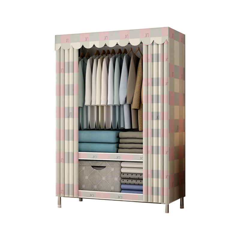 Contemporary Style Metal Wardrobe Cloth Rod Included Wardrobe Closet with Legs