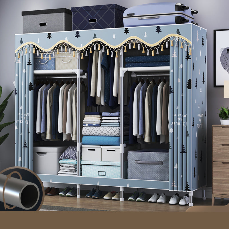 Contemporary Style Metal Wardrobe Cloth Rod Included Wardrobe Closet with Legs