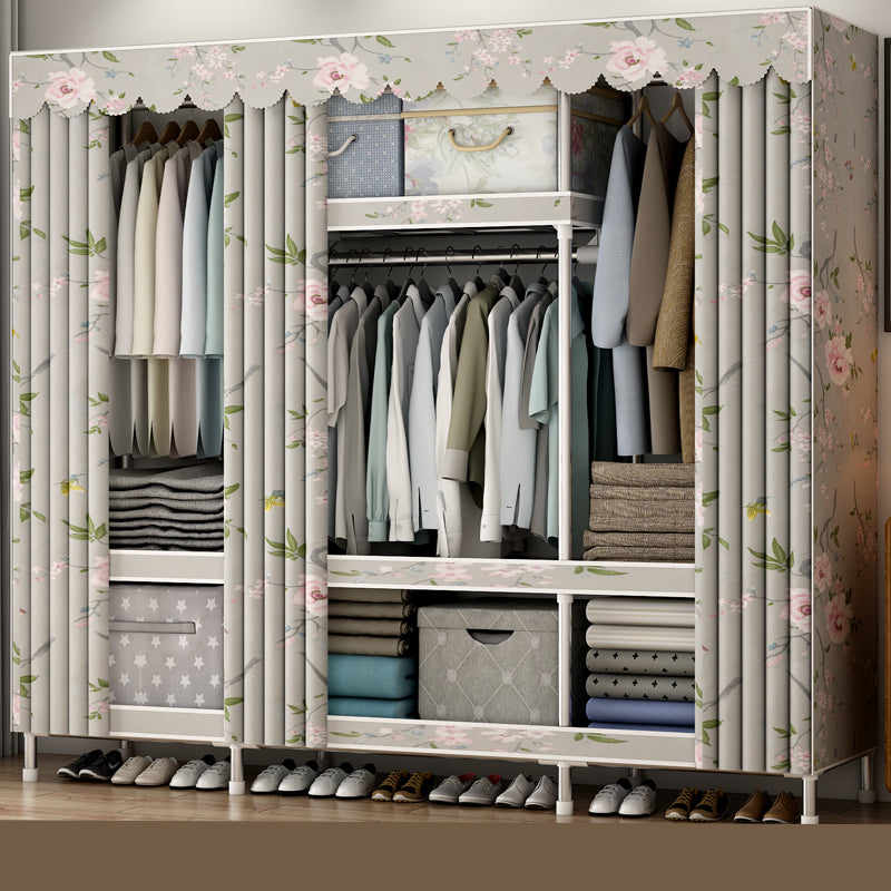 Contemporary Style Metal Wardrobe Cloth Rod Included Wardrobe Closet with Legs