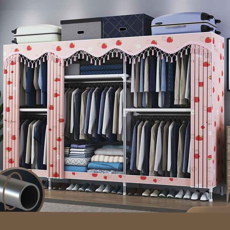 Contemporary Style Metal Wardrobe Cloth Rod Included Wardrobe Closet with Legs