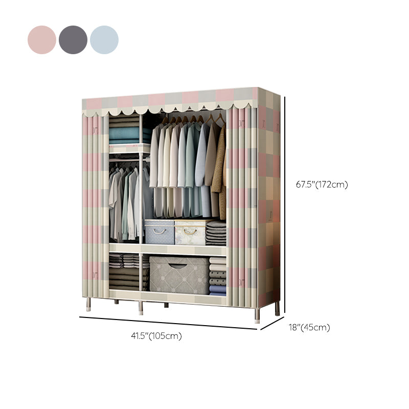 Contemporary Style Metal Wardrobe Cloth Rod Included Wardrobe Closet with Legs