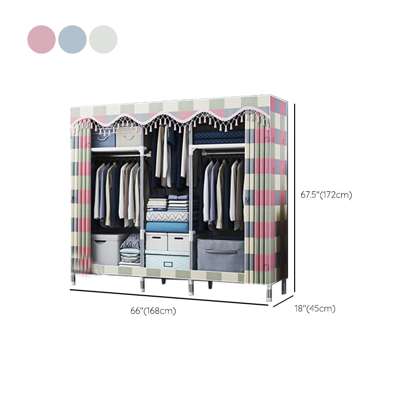 Contemporary Style Metal Wardrobe Cloth Rod Included Wardrobe Closet with Legs