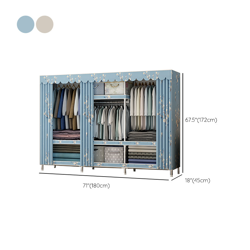 Contemporary Style Metal Wardrobe Cloth Rod Included Wardrobe Closet with Legs