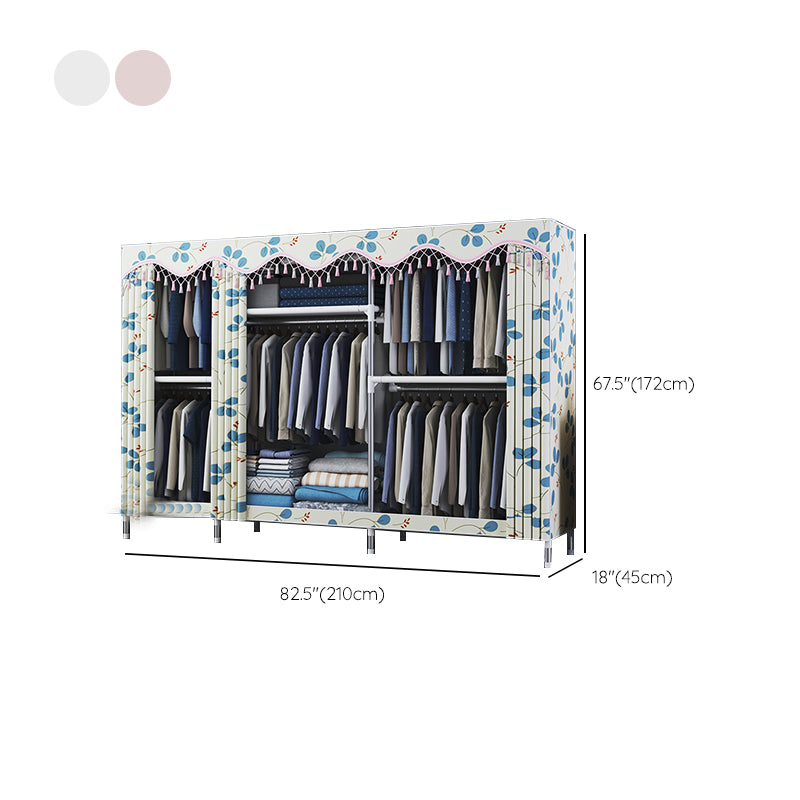 Contemporary Style Metal Wardrobe Cloth Rod Included Wardrobe Closet with Legs