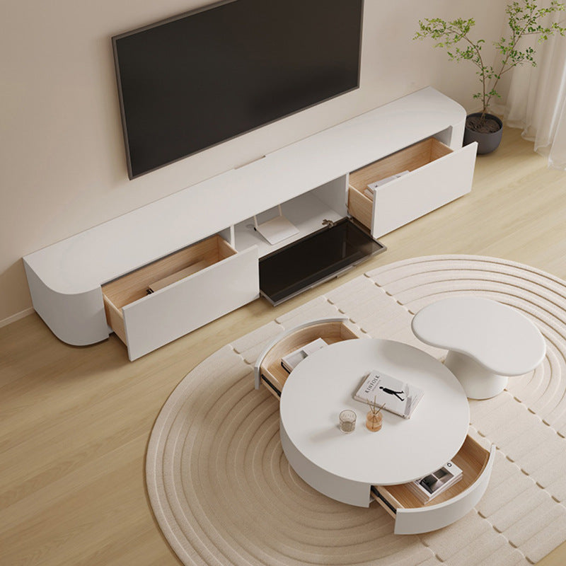 16" W Modern TV Media Console Enclosed Storage TV Stand Console with Drawers