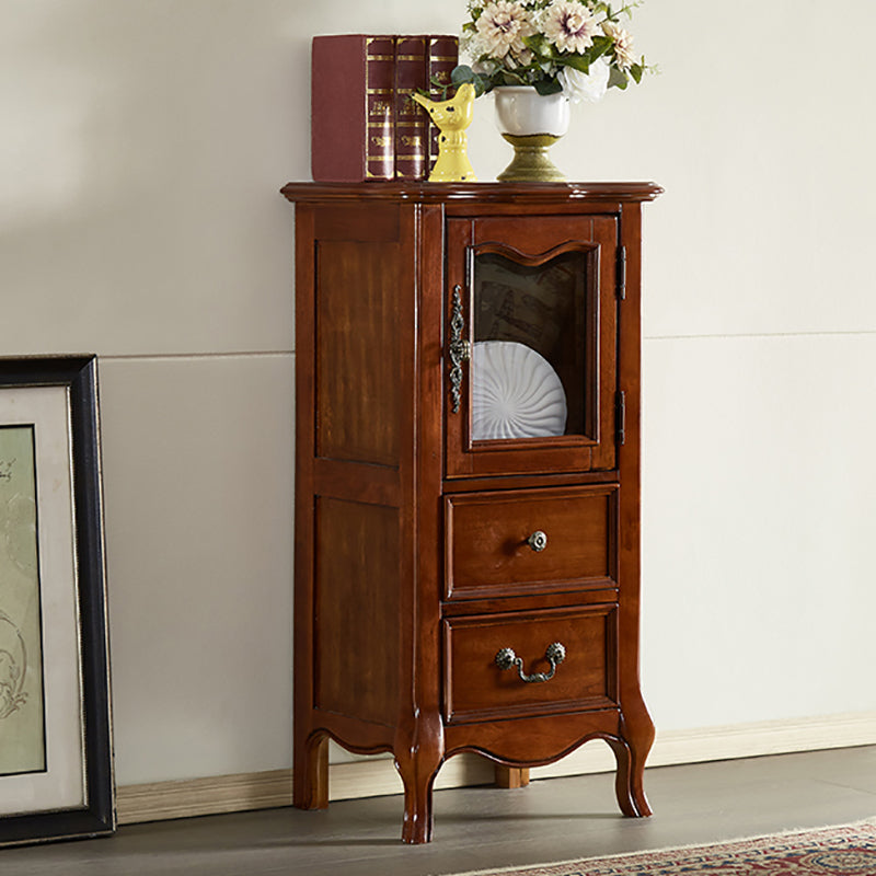 Traditional Display Stand Rubberwood Hutch Cabinet for Living Room