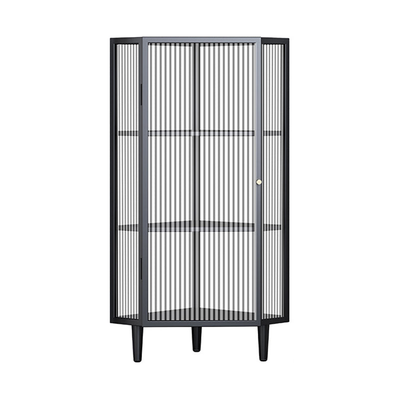 Contemporary Metal Curio Cabinet Corner Unit Display Cabinet with Doors for Dining Room