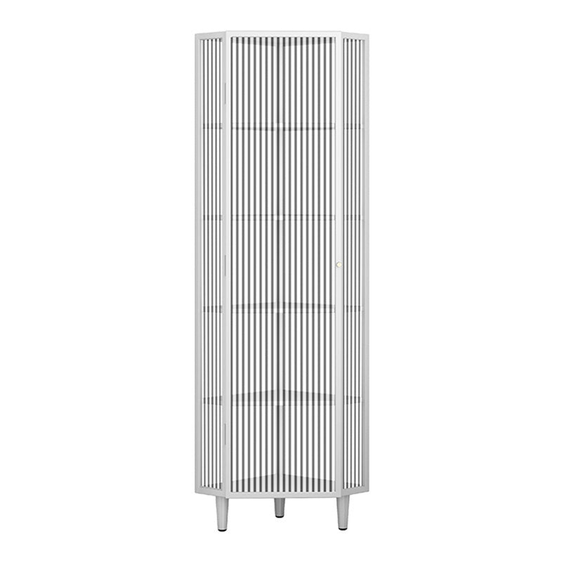 Contemporary Metal Curio Cabinet Corner Unit Display Cabinet with Doors for Dining Room