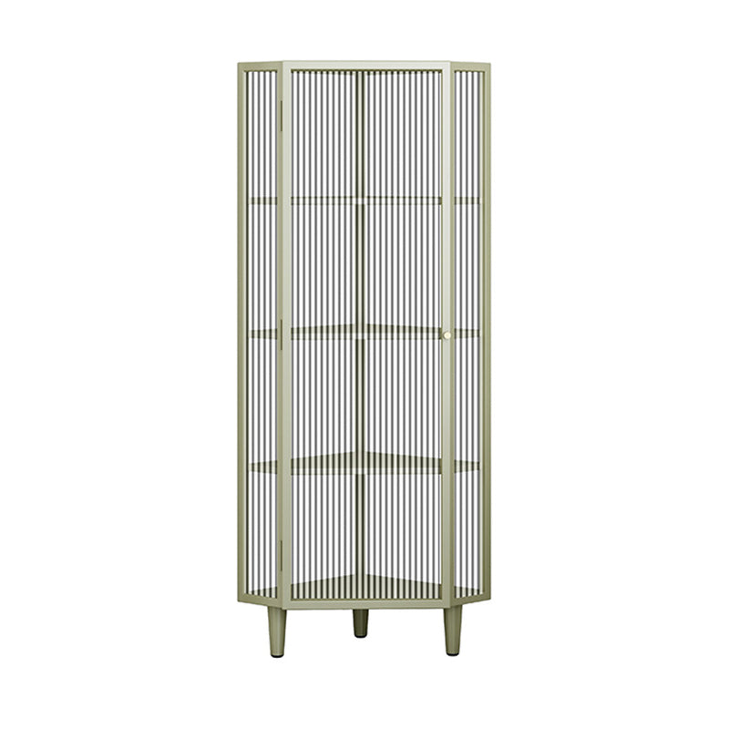 Contemporary Metal Curio Cabinet Corner Unit Display Cabinet with Doors for Dining Room