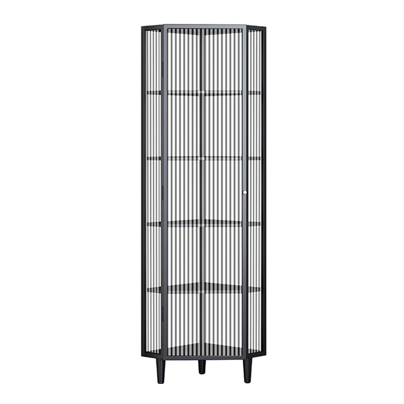 Contemporary Metal Curio Cabinet Corner Unit Display Cabinet with Doors for Dining Room