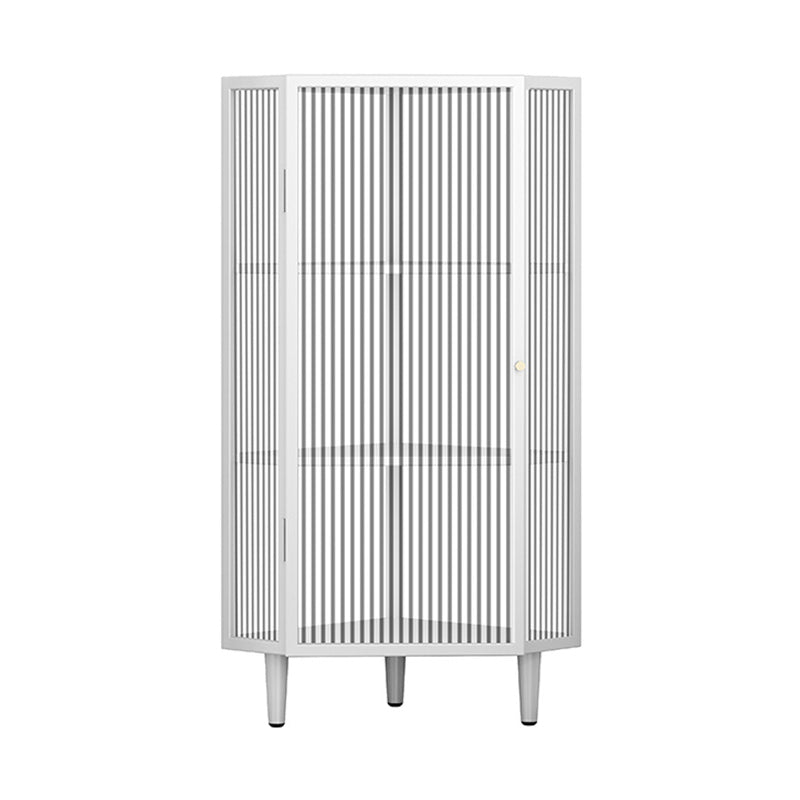 Contemporary Metal Curio Cabinet Corner Unit Display Cabinet with Doors for Dining Room