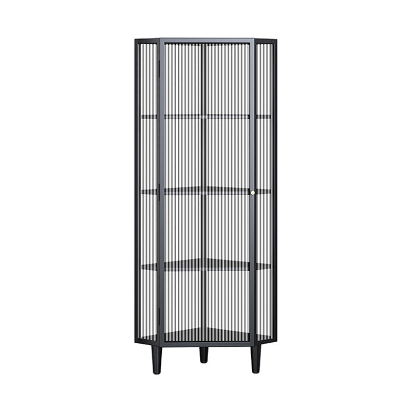 Contemporary Metal Curio Cabinet Corner Unit Display Cabinet with Doors for Dining Room