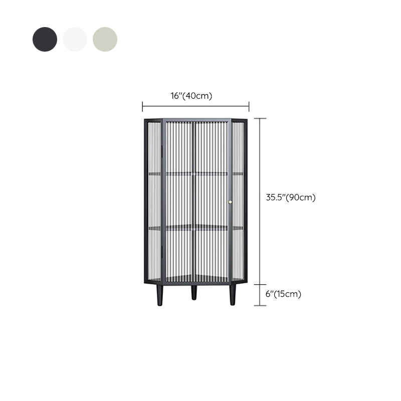 Contemporary Metal Curio Cabinet Corner Unit Display Cabinet with Doors for Dining Room