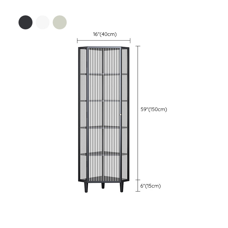 Contemporary Metal Curio Cabinet Corner Unit Display Cabinet with Doors for Dining Room