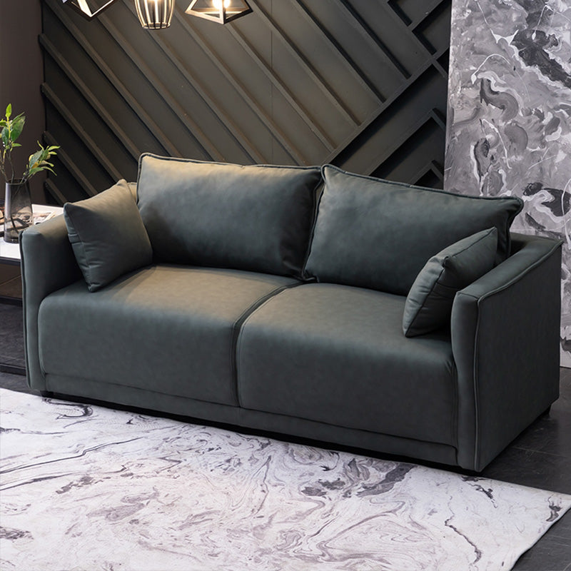 Solid Wood Square Arm Sofa with Cushions Back for Living Room