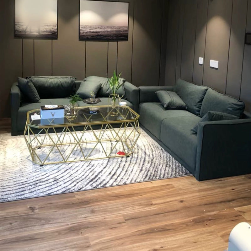 Solid Wood Square Arm Sofa with Cushions Back for Living Room