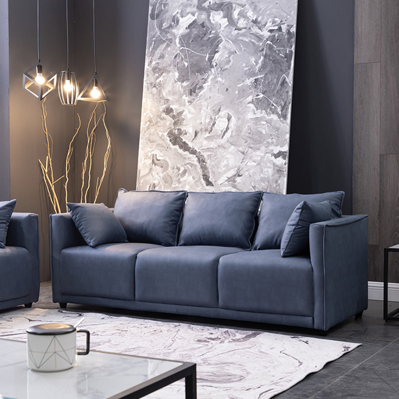 Solid Wood Square Arm Sofa with Cushions Back for Living Room