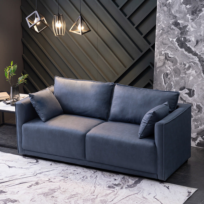 Solid Wood Square Arm Sofa with Cushions Back for Living Room