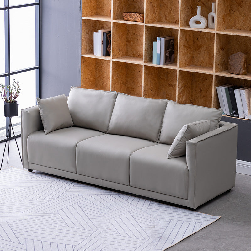 Solid Wood Square Arm Sofa with Cushions Back for Living Room
