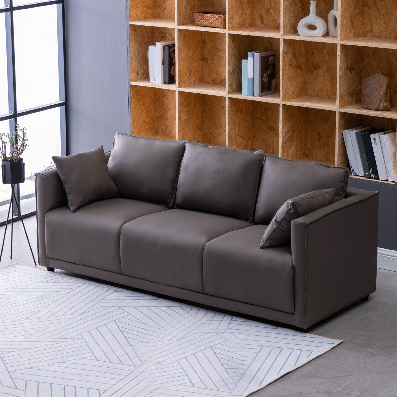 Solid Wood Square Arm Sofa with Cushions Back for Living Room