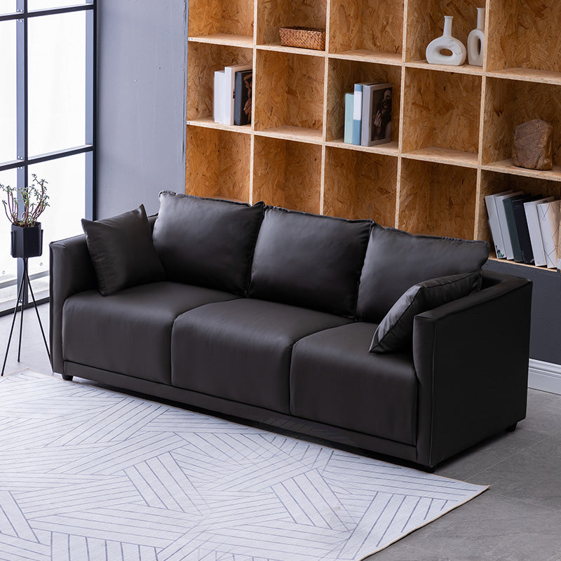 Solid Wood Square Arm Sofa with Cushions Back for Living Room